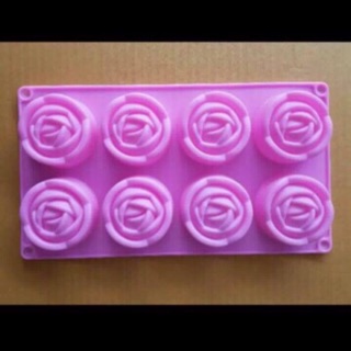 พิมพ์ซิลิโคน พิมพ์วุ้น กุหลาบกลม 8 ช่องขนาด 6*6*2.4 cm