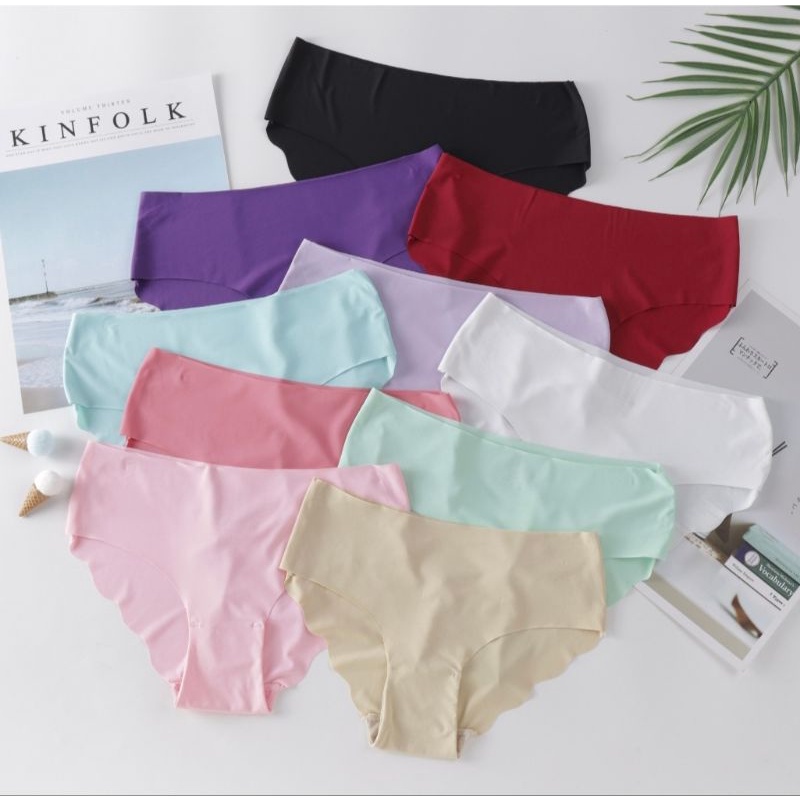 317 กางเกงในไร้ขอบ ทรง Thong เอวต่ำ ไม่พับขอบ เป้าเย็บผ้าฝ้ายกลับตะเข็บ