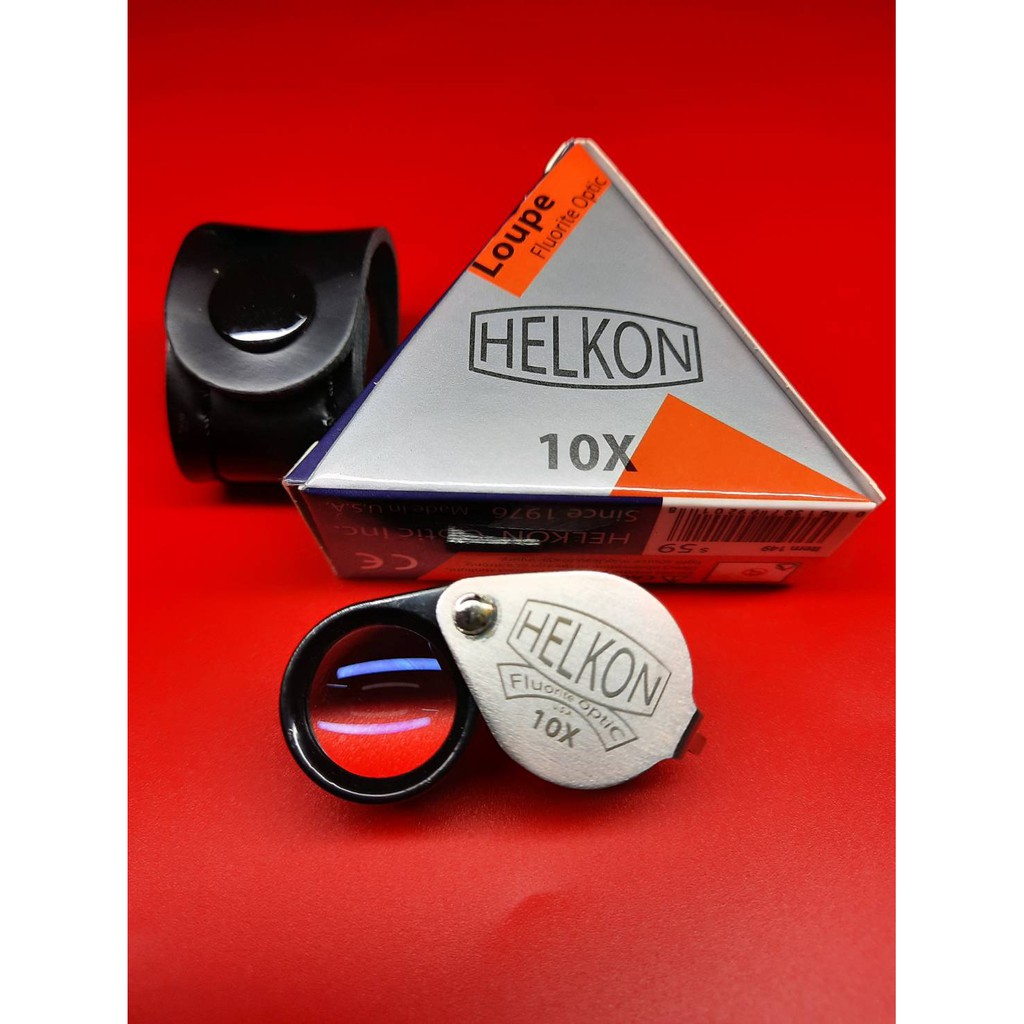 Helkon-Loupe10xสีเงินMade-in-USA-Since1976เลนส์แก้วพร้อมซองหนังแท้