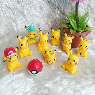 6 cm Action Figure Key Holder Pocket Monster Pokemon Pikachu Set 10 pcs Model โมเดล แอ๊คชั่น ฟิกเกอร์ โปเกมอน