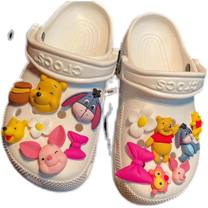 สติกเกอร์ รูปหมีพูห์น่ารัก สําหรับตกแต่ง croc jibitz จํานวน 15 ชิ้น