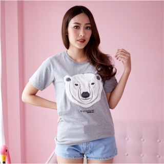 เสื้อยืด Tshirt แขนสั้น ปัก ลายหมีขาว POLAR BEAR ผ้านิ่ม COTTON 100%