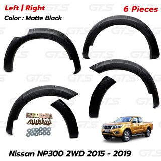 ซุ้มล้อ คิ้วล้อ ทรงหมุด น๊อต สูง 6นิ้ว ผิวส้ม 6 ชิ้น สีดำ สำหรับ Nissan NP300 2WD Narrow Body ตัวเตี้ย ปี 2015-2019