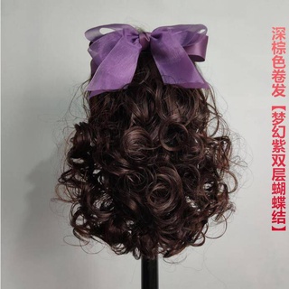 Wig New Bow Curls, Big Waves, Mid -Length Naphane Wig Movies