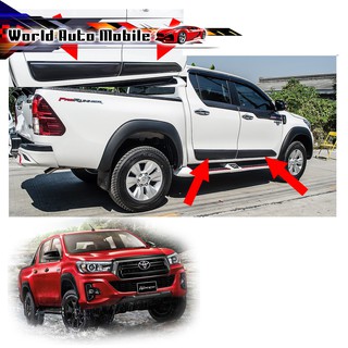 กันกระแทกข้างประตู 4Dr ทรงห้าง เรียบ โตโยต้า ไฮลัค รีโว้ ล็อคโค สี ดำด้าน Hilux Revo Rocco Toyota 4 ประตู ปี2018-2019