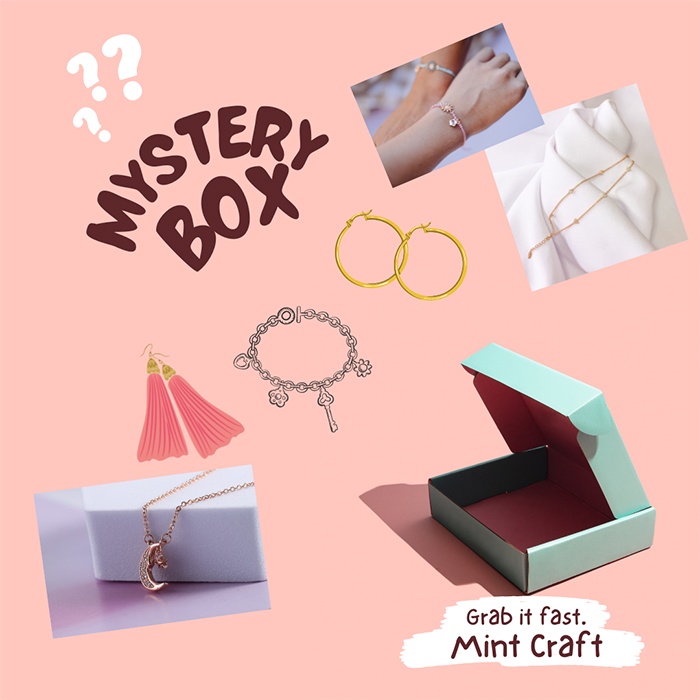 กล่องสุ่ม Mystery Box 🎁กิ๊ฟช็อป สุ่มสินค้าเครื่องประดับผู้หญิงสร้อย,แหวน,กำไลข้อมือ,ต่างหูนานาชนิดหลากหลายสไตล์