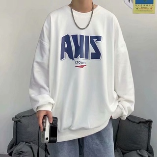 【M-5XL】Japanese fashion casual mens long-sleeved sweater Personalized letter print sweatshirt Winter sweater Oversized loose and comfortable round neck sweater Tik Tok Tide Brand Crew Neck Top