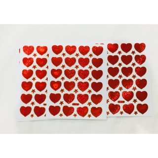 สติ๊กเกอร์หัวใจ สีแดง แพ็คละ 10 แผ่น