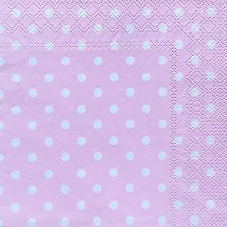 Pladao Napkin ภาพ ลายแต่ง ลายจุด Polka dot บนพื้นชมพู กระดาษแนพกิ้น สำหรับงานศิลปะ เดคูพาจ decoupage ขนาดL 33x33