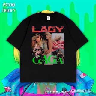 เสื้อยืด ขนาดใหญ่ พิมพ์ลาย Psycho Crucify Lady Gaga สําหรับผู้หญิง | สีดํา | สีเทาเข้ม | เสื้อยืด ลาย Gaga สําหรับผู้หญิ