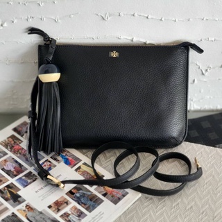 TORY BURCH TASSEL LEATHER CLUTCH CROSSBODY BAG