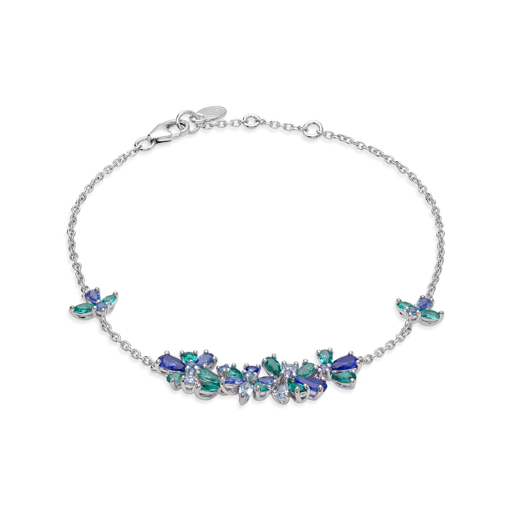 Lory Jewellery Valentina Flower Bracelet B21001 Siamite #1335 Silver 925