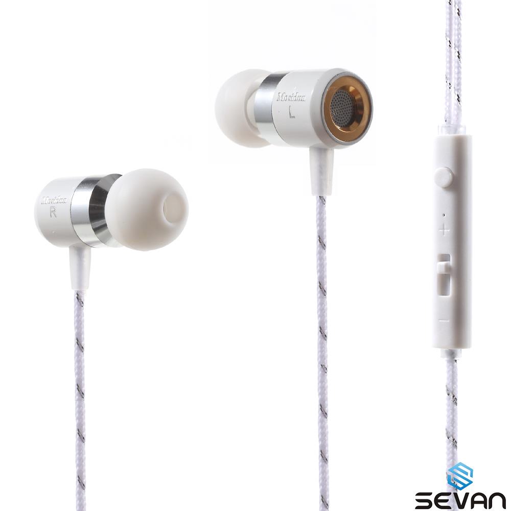 MOSIDUN Z9 Woven Pattern 3.5mm In-ear Earphone Headset with Mic for iPhone Samsung - White