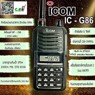 วิทยุสื่อสาร ICOM  IC-G86 สำหรับหน่วยงานราชการ (ชุดแท้ลิเธี่ยมทั้งชุด)