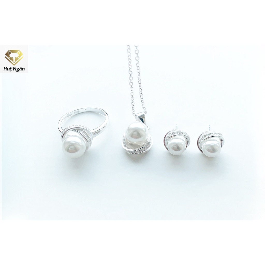 Combo 925 Hue Ngan สร้อยคอเงินอิตาลี ต่างหูและแหวน - โบว์สวย PP1229-RYE140731-RR1221