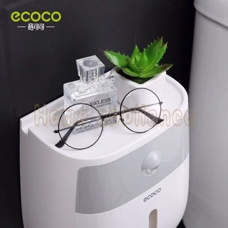 ECOCO กล่องใส่ทิชชู กันน้ำ ติดผนัง ไม่ต้องเจาะ E1804