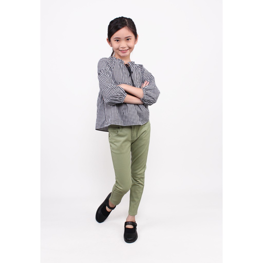 Soda Kids Drawstring Neck Checked Top KGA01428-A091808