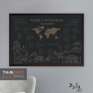 กรอบสิ่งมหัศจรรย์ของโลก: ลายเส้น-ดำ World Wonders: Drawing-Black