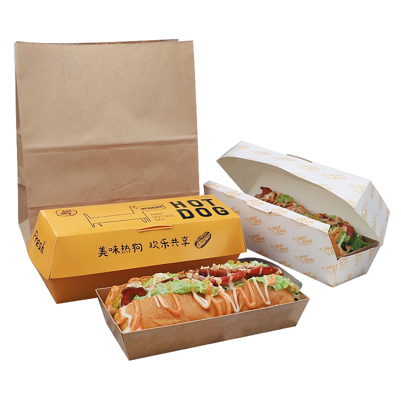 Disposable green paper hot dog box cheese hot dog stick box egg package