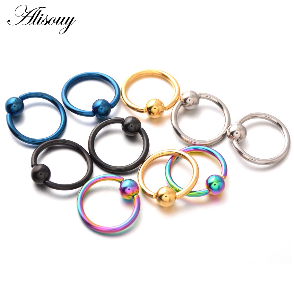 Alisouy 1PC 16G สแตนเลสสตีล Captive ลูกปัดแหวน BCR เจาะริมฝีปากจมูกแหวนหู Tragus หัวนมแหวนสะดือแหวนเครื่องประดับ