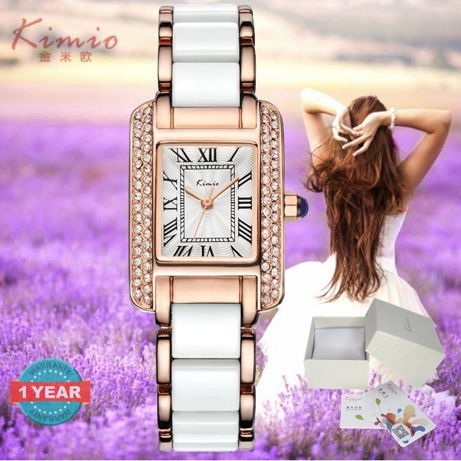 Kimio นาฬิกาข้อมือผู้หญิง  สาย Alloy ประดับเพชรหรูหราสไตส์อิตาลี่ รุ่น KW6036