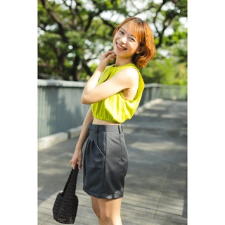 เสื้อครอปแชนกุดจั๊มเอว Meko Top Lemon Cotton