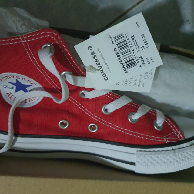 รองเท้าผ้าใบ converse เด็กหุ้มข้อสีแดง ของแท้