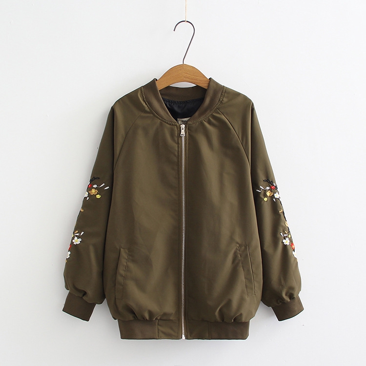 plus size embroidered bomber jacket