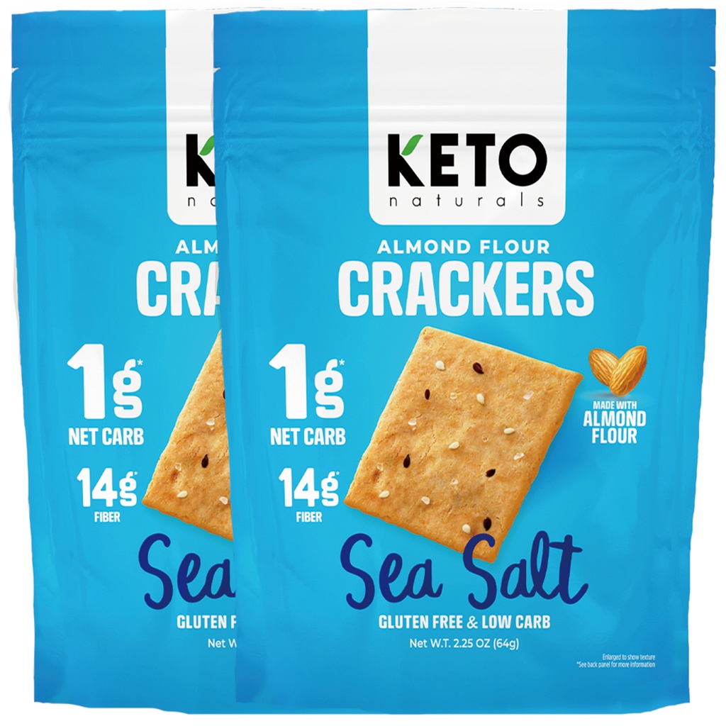 KETO NATURALS  CRACKERS SEA SALT Pack2) low carb crackers  gluten free/แครกเกอร์ รส เกลือทะเล แพ็ค 2