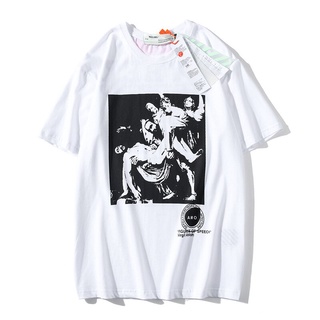 T-shirt  ใหม่ เสื้อยืดแขนสั้น พิมพ์ลาย OFF OW WHITE No. 23 สีขาว สไตล์คลาสสิก แฟชั่นฤดูร้อน สําหรับผู้ชาย และคู่รัก 2021