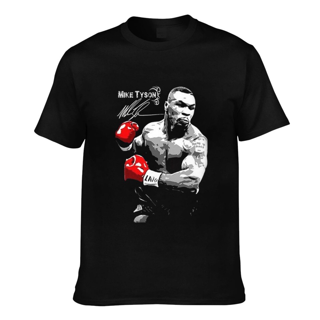 อารมณ์ขัน Mike Tyson Boxing Legend Boxing Iron Mike Tyson Signature เสื้อยืดผ้าฝ้ายผู้ชาย