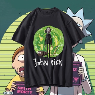 เสื้อแฟชั่นผญ sexy - Rickกับมอร์ตี้เสื้อยืดจอห์นวิคกราฟิกสําหรับผู้ชายแขนสั้นเกาหลีพิมพ์หลวมสามารถต