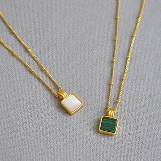 LAC.COLLECTION - Dorothy Necklace สร้อยคอจี้ทรงสี่เหลี่ยม สีเขียว/ขาว