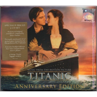 Titanic MUSIC From The Motion Picture 2012 SONY MUSIC ANNIVERSARY EDITION แผ่น Cd 2 แผ่น และเคสสลิปแคส และสติกเกอร์ติดกระเป๋าเดินทาง 4 แผ่น