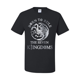 เสื้อยืดสีขาวเสื้อยืด ผ้าฝ้าย 100% พิมพ์ลาย Jon Snow Born to Rule Game of Thrones โอเวอร์ไซซ์ สีดํา สําหรับผู้ชาย XQS-4X