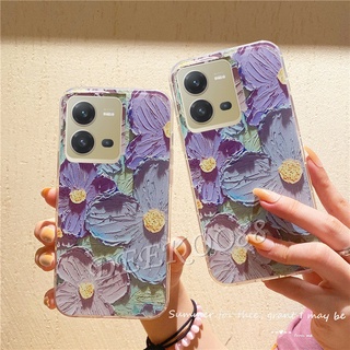 IN STOCK เคสโทรศัพท์มือถือ VIVO V25 5G V25e Y35 Y16 Y02S Y22S Y22 4G 2022 New Phone Cell Case Fashion Softcase TPU Shockproof Painting Romantic Purple Flowers Back Cover VIVOY35 VIVOV25 VIVOV25e