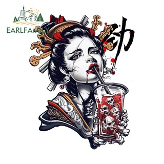 Earlfamily สติกเกอร์ กันน้ํา ลาย Geisha 13 ซม. x 10.1 ซม. สไตล์ญี่ปุ่น สําหรับติดตกแต่งรถยนต์ แล็ปท็อป รถจักรยานยนต์