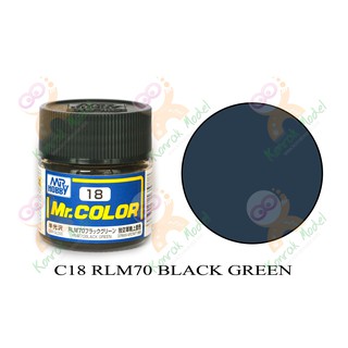 สีสูตรทินเนอร์ Mr.hobby Mr.color C18 RLM70 Black Green Semi-Gloss 10ml