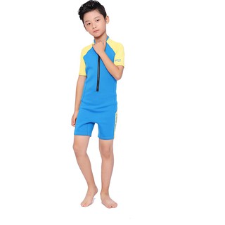 CRESSI LITTLE SHARK SHORTY WETSUIT AQUAMARINE/YELLOW ชุดดำน้ำ เว็ทสูท กางเกงขาสั้น สำหรับเด็กโต อุปกรณ์ดำน้ำ