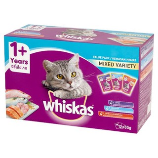 วิสกัส มิกซ์ วาไรตี้ อาหารแมวชนิดเปียก สำหรับแมวอายุ 1 ปีขึ้นไป 85กรัม x 12 ซอง