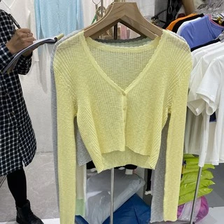 Gakki เสื้อไหมพรม เสื้อคลุมกันแดดแขนยาว ผ้านิ่มใส่สบาย ฟรีไซส์ พร้อมส่ง 70068#
