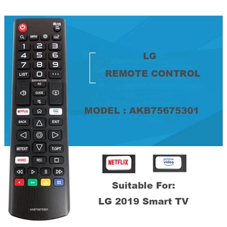 Lg AKB75675301 ใหม่ รีโมตคอนโทรล แบบเปลี่ยน สําหรับสมาร์ททีวี LG AKB7567530160Um7100plb 65UM7000PLA 65UM7100PLA 65UM7400PLB 70UM7100PLA 75UM7000PLA 75UM7110PLB พร้อม Netflix Fernbedienung