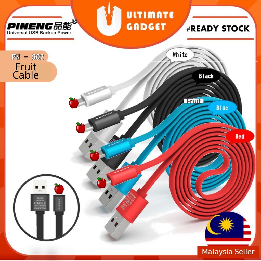 100% สาย PINENG Pn 302 สาย USB สําหรับผลไม้สาย SPEED CHARGING PN-302 PN302 PN 302