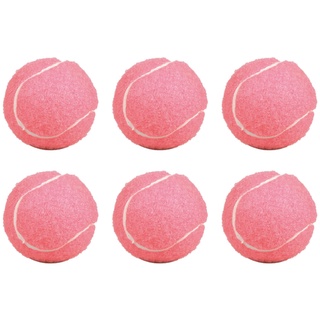 6Pcs Pack Pink Tennis Balls Wear-Resistant Elastic Training Balls 66mm Ladies Beginners Practice Tennis Ball for Club