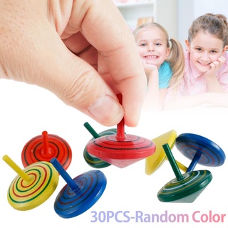 30pcs Wooden Spinning Tops Colorful Wooden Gyroscopes Classic Multicolored Painted Gyroscope Toy Pocket Kindergarten Top