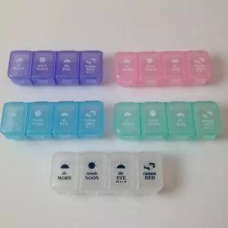 ตลับยารายวัน 💊 (พร้อมส่ง) กล่องใส่ยา ตลับใส่ยา4ช่อง บอกเวลาทานพกพาสะดวก พลาสติกอย่างดี #pill box