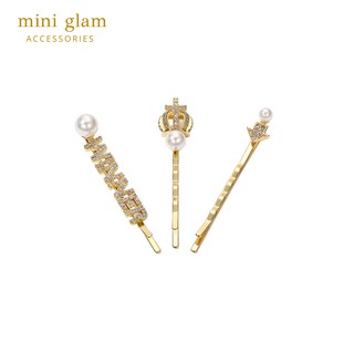 Miniglam The Crown Jewel Hair Clip Set เซ็ตกิ๊บติดผมมงกุฎประดับมุกและเพชร