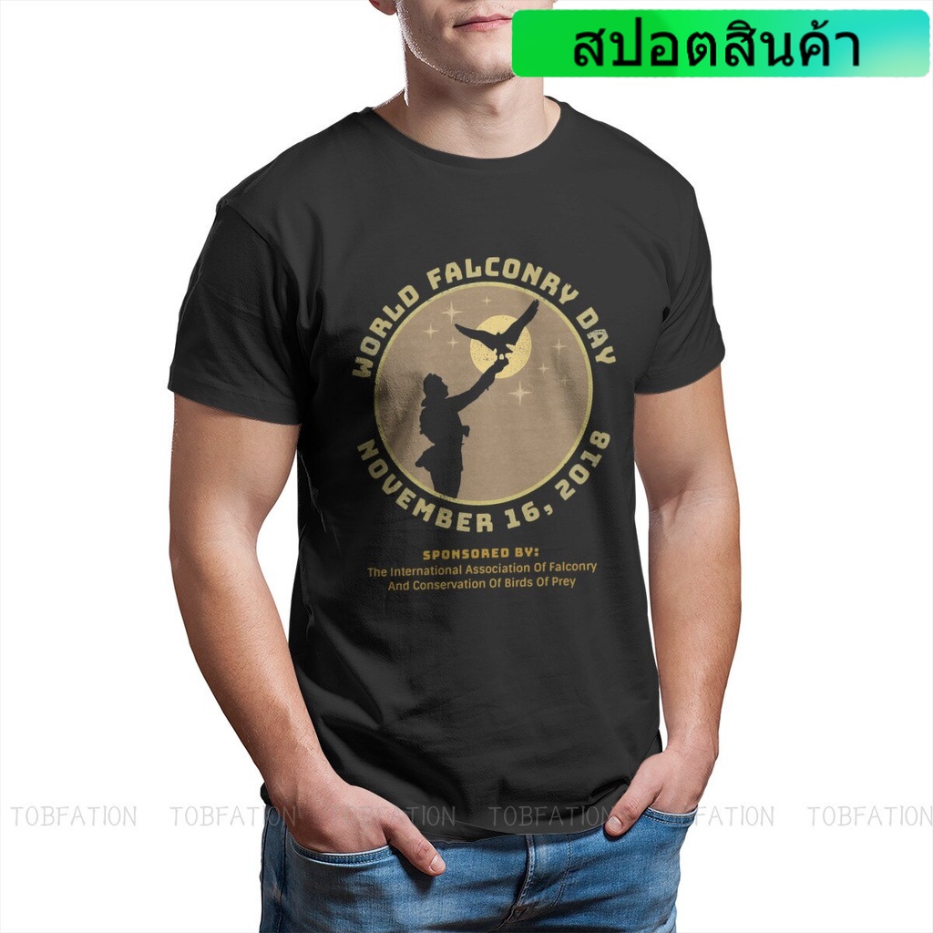 เสื้อยืดลําลอง สําหรับผู้ชาย แขนสั้น คอกลม พิมพ์ลาย Falconry Austringer Hawk World Falconry Day Nove