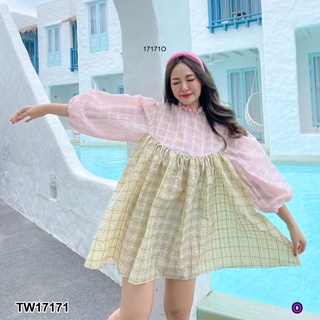 PP17171 เดรสแขนพองตุ๊กตาผ้าออแกรนิค