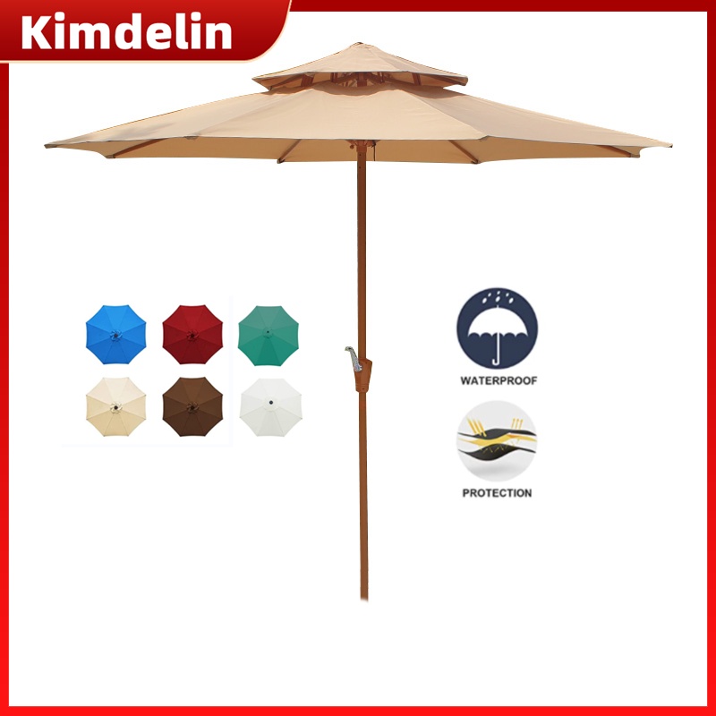 KIMDELIN 2.7M Double Top ร่มกันแดดขนาดใหญ่ สวนกลางแจ้ง ตลาดนัด ขายสระว่ายน้ํา สระว่ายน้ํา พ่อค้าหญิง
